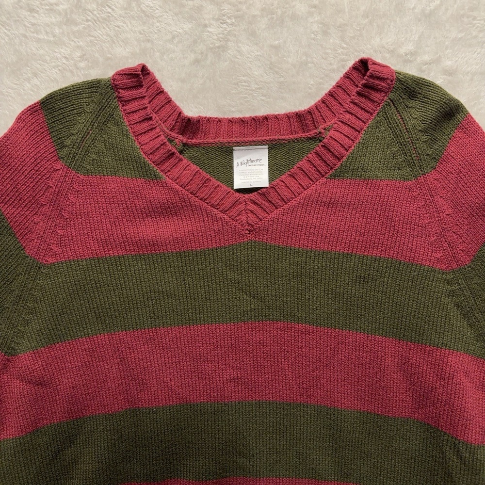 Nightmare On Elm Street Freddy Krueger Striped V Neck Sweater Mens Large Horror - Picture 2 of 10